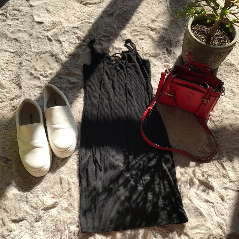 All tied up mini black dress